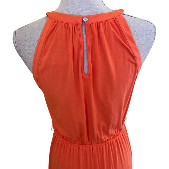 Daniel Rainn Orange Jersey Knit Halter Maxi Dress with Macrame Neckline S - Picture 9 of 14